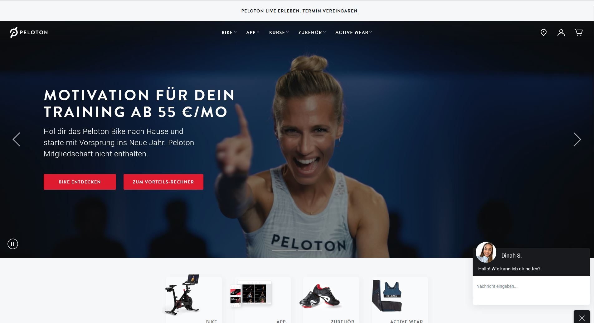 Peloton Training Website l Die Geheimnisse erfolgreicher D2C-Brands l ESCH. The Brand Consultants GmbH